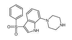 3-(苯基磺酰基)-7-(1-哌嗪)-1H-吲哚结构式