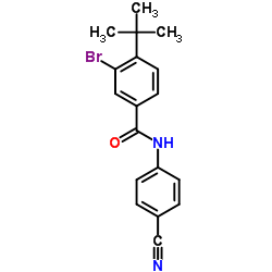 3-Bromo-N-(4-cyanophenyl)-4-(2-methyl-2-propanyl)benzamide Structure