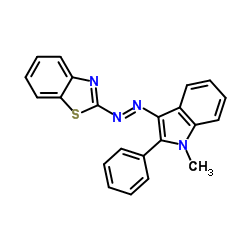 2-[2-(1-甲基-2-苯基-1H-吲哚-3-基)偶氮]苯并噻唑结构式