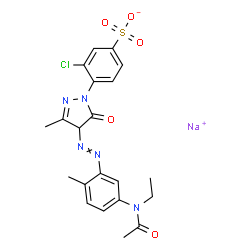 4-[4-[[5-[Acetyl(ethyl)amino]-2-methylphenyl]azo]-4,5-dihydro-3-methyl-5-oxo-1H-pyrazol-1-yl]-3-chlorobenzenesulfonic acid sodium salt structure
