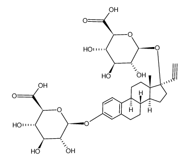 17-ethynyl-1,2,3(10)-estratrien-3,17β-diyl-β-D-glucopyranosiduronate结构式