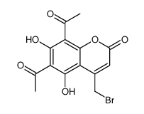 6,8-diacetyl-4-(bromomethyl)-5,7-dihydroxychromen-2-one Structure