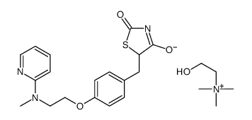 2-hydroxyethyl(trimethyl)azanium,5-[[4-[2-[methyl(pyridin-2-yl)amino]ethoxy]phenyl]methyl]-4-oxo-1,3-thiazol-2-olate结构式