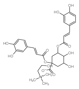 choline (1alpha,3alpha,4alpha,5beta)-1,3-bis[3,4-dihydroxycinnamoyloxy]-4,5-dihydroxycyclohexanecarboxylate结构式