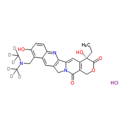 (4S)-10-({Bis[(2H3)methyl]amino}methyl)-4-ethyl-4,9-dihydroxy-1H-pyrano[3',4':6,7]indolizino[1,2-b]quinoline-3,14(4H,12H)-dione hydrochloride (1:1) Structure