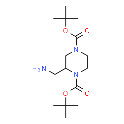 1,4-di-tert-butyl 2-(aminomethyl)piperazine-1,4-dicarboxylate structure