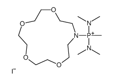 bis(dimethylamino)-methyl-(1,4,7,10-tetraoxa-13-azacyclopentadec-13-yl )phosphanium iodide结构式