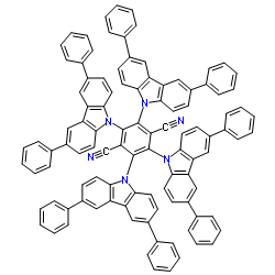 2,3,5,6-tetrakis(3,6-diphenylcarbazol-9-yl)-1,4-dicyanobenzene structure
