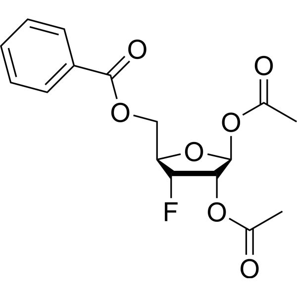 1,2-Di-O-acetyl-5-O-benzoyl-3-deoxy-3-fluoro-D-ribofuranose Structure