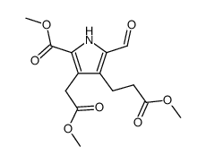 5-formyl-4-(2-methoxycarbonyl-ethyl)-3-methoxycarbonylmethyl-pyrrole-2-carboxylic acid methyl ester Structure