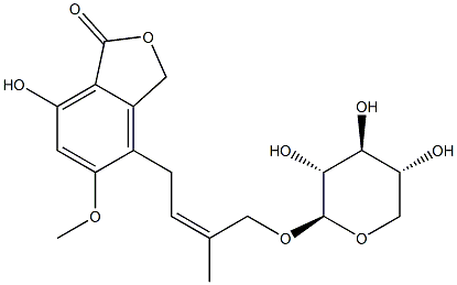 7-Hydroxy-5-methoxy-4-[(Z)-3-methyl-4-(β-D-xylopyranosyloxy)-2-butenyl]-1(3H)-isobenzofuranone结构式