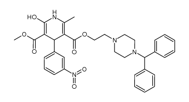 5-[2-(4-benzhydrylpiperazin-1-yl)ethyl]oxycarbonyl-2-hydroxy-3-methoxycarbonyl-6-methyl-4-(3-nitrophenyl)-1,4-dihydropyridine结构式