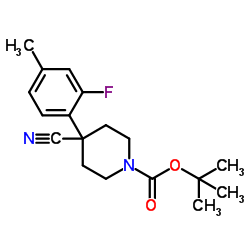 tert-Butyl 4-cyano-4-(2-fluoro-4-methylphenyl)piperidine-1-carboxylate Structure
