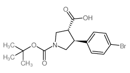反式-4-(4-溴苯基)-1-[[(叔丁氧基)羰基]吡咯烷-3-羧酸结构式