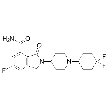 2-[1-(4,4-二氟环己基)-4-哌啶基]-6-氟-2,3-二氢-3-氧代-1H-异吲哚-4-甲酰胺结构式