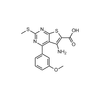5-氨基-4-(3-甲氧基苯基)-2-(甲硫基)噻吩并[2,3-d]嘧啶-6-羧酸结构式