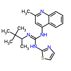 2-(3,3-Dimethyl-2-butanyl)-1-(2-methyl-4-quinolinyl)-3-(1,3-thiazol-2-yl)guanidine Structure