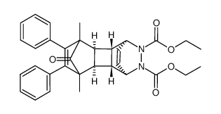 4,7-Dimethyl-15-oxo-5,6-diphenyl-11,12-diazapentacyclo[8.2.2.14,7.02,9.03,8]pentadeca-5,13-dien-11,12-dicarbonsaeure-diethylester Structure