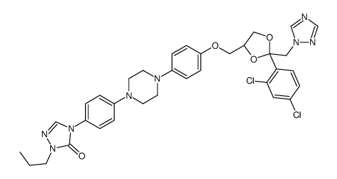 4-[4-[4-[4-[[(2R,4S)-2-(2,4-dichlorophenyl)-2-(1,2,4-triazol-1-ylmethyl)-1,3-dioxolan-4-yl]methoxy]phenyl]piperazin-1-yl]phenyl]-2-propyl-1,2,4-triazol-3-one Structure