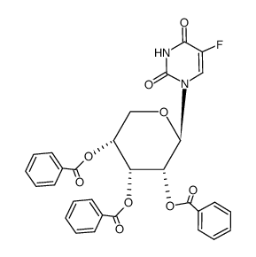 (2R,3R,4R,5R)-2-(5-fluoro-2,4-dioxo-3,4-dihydropyrimidin-1(2H)-yl)tetrahydro-2H-pyran-3,4,5-triyl tribenzoate结构式