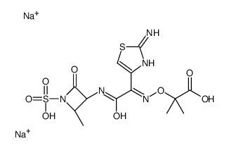 disodium,2-[(Z)-[1-(2-amino-1,3-thiazol-4-yl)-2-[[(2S,3S)-2-methyl-4-oxo-1-sulfoazetidin-3-yl]amino]-2-oxoethylidene]amino]oxy-2-methylpropanoic acid Structure