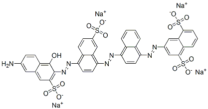 3-[[4-[[4-[(6-amino-1-hydroxy-3-sulpho-2-naphthyl)azo]-7-sulpho-1-naphthyl]azo]-1-naphthyl]azo]naphthalene-1,5-disulphonic acid, sodium salt structure