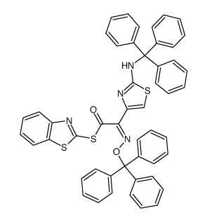 S-(2-benzothiazolyl) 2-(2-triphenylmethylamino-4-thiazolyl)-(Z)-2-(triphenylmethoxyimino)thioacetate结构式