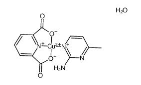 (2-amino-4-methylpyrimidine)-(pyridine-2,6-dicarboxylato)copper(II) monohydrate Structure