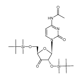 4-N-acetyl-1-[2',5'-bis-O-(tert-butyldimethylsilyl)-β-D-erythro-pentofuranos-3'-ulosyl]cytosine Structure