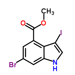 Methyl 6-bromo-3-iodo-1H-indole-4-carboxylate结构式