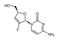 2',3'-dideoxy-2',3'-didehydro-2'-fluorocytidine结构式