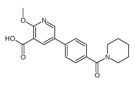 2-methoxy-5-[4-(piperidine-1-carbonyl)phenyl]pyridine-3-carboxylic acid结构式
