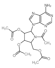 [1-acetyl-3,4-diacetyloxy-5-(6-aminopurin-9-yl)pyrrolidin-2-yl]methyl acetate Structure