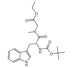 (R)-ethyl 2-(2-((tert-butoxycarbonyl)amino)-3-(1H-indol-3-yl)-N-methylpropanamido)acetate结构式