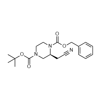 1-苄基4-(叔丁基)(S)-2-(氰基甲基)哌嗪-1,4-二羧酸酯结构式