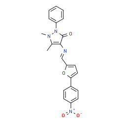 4-{[(5-{4-nitrophenyl}-2-furyl)methylene]amino}-1,5-dimethyl-2-phenyl-1,2-dihydro-3H-pyrazol-3-one Structure