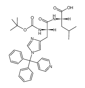 Na-(tert-butoxycarbonyl)-Nt-(diphenyl(pyridin-4-yl)methyl)-L-histidyl-L-leucine结构式