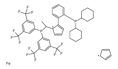 (S)-1-[(S)-1-[双[3,5-双(三氟甲基)苯基]膦基]乙基]-2-[2-(二环己基膦基)苯基]二茂铁结构式