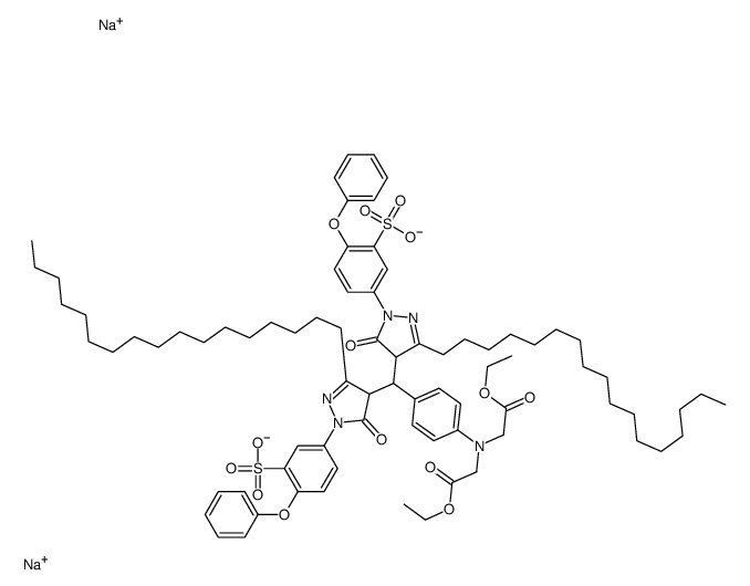 disodium,5-[4-[[4-[bis(2-ethoxy-2-oxoethyl)amino]phenyl]-[3-heptadecyl-5-oxo-1-(4-phenoxy-3-sulfonatophenyl)-4H-pyrazol-4-yl]methyl]-3-heptadecyl-5-oxo-4H-pyrazol-1-yl]-2-phenoxybenzenesulfonate结构式