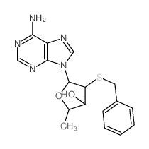 5-(6-aminopurin-9-yl)-4-benzylsulfanyl-2-methyl-oxolan-3-ol结构式