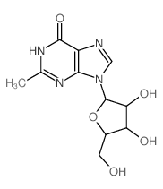 9-[3,4-dihydroxy-5-(hydroxymethyl)oxolan-2-yl]-2-methyl-3H-purin-6-one结构式