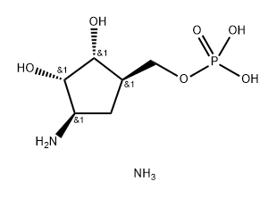 1,2-Cyclopentanediol, 3-amino-5-[(phosphonooxy)methyl]-, ammonium salt (1:2), (1R,2S,3R,5R)- Structure