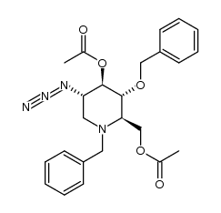 3,6-di-O-acetyl-2-azido-1-N,4-O-dibenzyl-1,2,5-trideoxy-1,5-imino-D-glucitol Structure