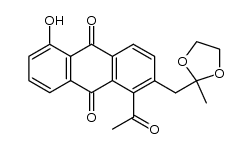 1-acetyl-5-hydroxy-2-((2-methyl-1,3-dioxolan-2-yl)methyl)anthracene-9,10-dione结构式