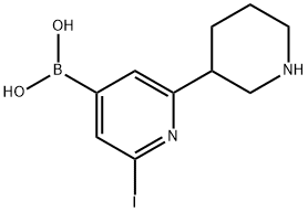 2-Iodo-6-(piperidin-3-yl)pyridine-4-boronic acid结构式
