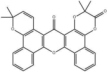 2,2,15,15-Tetramethyldibenzo[c,h]-1,4-dioxino[2,3-a]pyrano[2,3-j]xanthene-3,18(2H,15H)-dione结构式