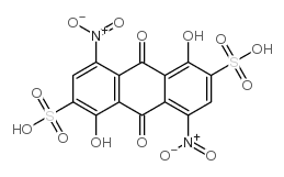 9,10-dihydro-1,5-dihydroxy-4,8-dinitro-9,10-dioxoanthracene-2,6-disulphonic acid Structure