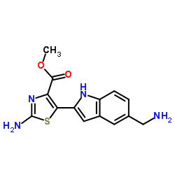 Methyl 2-amino-5-[5-(aminomethyl)-1H-indol-2-yl]-1,3-thiazole-4-carboxylate结构式