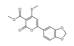methyl 6-(benzo[d][1,3]dioxol-5-yl)-4-(methylthio)-2-oxo-2H-pyran-3-carboxylate Structure