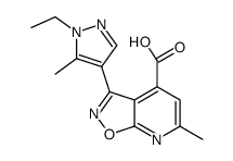 3-(1-Ethyl-5-methyl-pyrazol-4-yl)-6-methyl-isoxazolo[5,4-b]pyridine-4-carboxylic acid结构式